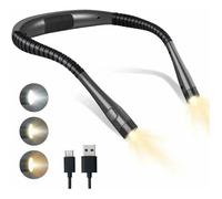 Lampe de lecture - PZCC - PZCC - Rechargeable USB-C - 3 températures (3000/4000/6000K) - 6 niveaux, bras flexibles