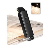 Lampe de lecture rechargeable par USB pour lire au lit, blanc chaud, luminosité réglable, lampe de lecture LED à clipser, parfaite pour les vers de livres, enfants, noir