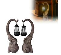 Lampe de lecture solaire en forme d'éléphant pour cadre de lit, lumière de jardin décorative à DEL pour extérieur et terrasse, lunettes bloquant la lumière pour femme (beige, 38,5 x 16,5 x 11 cm)