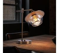 Lampe de Lecture Table Écran Verre Couleur Bronze Accumulateur Luminaire H 42cm