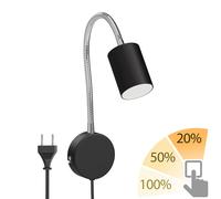Lampe de lecture WAIKA avec col de cygne et fiche Interrupteur noir mat in