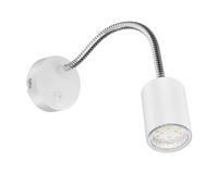 Lampe de lecture WAIKA avec col de cygne et interrupteur blanc mat, ampoule LED