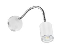 Lampe de lecture WAIKA avec col de cygne et interrupteur blanc mat, ampoule LED