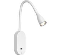 Lampe de lit LED Tulipano II Lampe de lecture USB Chargeur noir ou blanc Blanc