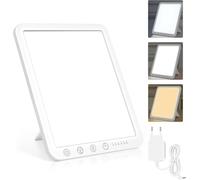 Lampe de Luminothérapie 15000 Lux, Simulation de la Lumière du Jour, Lampe à Lumière du Jour Compacte avec 3 Températures de Couleur, 5 Niveaux de Luminosité et 6 Minuterie, Fonction de Mémoire