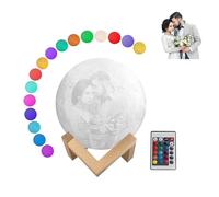 Lampe de lune 3D avec support personnalisé, lumière de lune personnalisée avec photo et texte, 16 couleurs, veilleuse de lune avec chargement USB pour enfants, anniversaire (16 couleurs, 15CM)