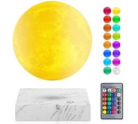 Lampe de lune à lévitation magnétique - 16 couleurs LED Veilleuse de lune 3D flottante et tournante Lévitation Lampe de bureau lunaire rotatif pour la décoration de la chambre à coucher, Cadeaux