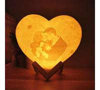 Lampe de lune en forme de coeur personnalisée avec votre propre photo et texte, veilleuse de chargement USB imprimée en 3D, 2 couleurs / 16 couleurs cadeaux de veilleuse photo personnalisés