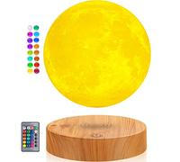 Lampe de lune en lévitation, lumière de lune flottante 3D Spinning LED Moon Magnetic Levitation Night Lights pour la décoration de bureau de chambre, cadeaux sympas (16 Couleurs)