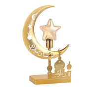 Lampe de Lune, Lampe Lunaire Enchantée, Lampe de Croissant de Lune, Lampe de Table de Lune, Lampe étoile de Ramadan en Métal Léger Demi-lune, Lampe de Table à Piles, Décoration