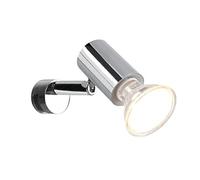 Lampe de miroir avec spot orientable en argent chromé, profondeur 10 cm