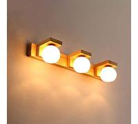 Lampe De Miroir en Bois pour Meuble De Salle De Bain, Abat-Jour en Verre Blanc, Applique Murale en Bois pour Meuble-lavabo, Lampes Avant De Miroir De Maquillage pour Salle d'eau De Chambre, Éclairage