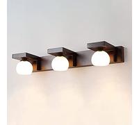Lampe De Miroir en Bois pour Meuble De Salle De Bain, Abat-Jour en Verre Blanc, Applique Murale en Bois pour Meuble-lavabo, Lampes Avant De Miroir De Maquillage pour Salle d'eau De Chambre, Éclairage