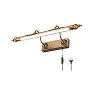 Lampe de Miroir Vintage Salle de Bains avec Prise, IP44 LED Lampe de Salle de Bain Rétro-Miroir Frontal, Applique Murale Intérieur Bronze Brun avec Interrupteur, Lumière de Maquillage 4000K Réglable