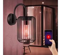 Applique murale d'extérieur pour maison, lanterne en acier inoxydable, lampe de terrasse noire, lampe de jardin IP44, plastique métal, contrôle par application dimmable CCT, Smart RGB LED 8,5W 806Lm, H 32,5 cm