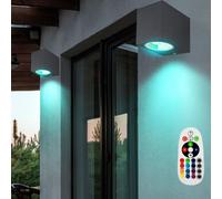 Lampe de Mur Extérieur Applique Murale Télécommande RGB LED Dimmable Étanche 2x
