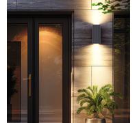 Applique murale Up & Down spot mural GU10 Applique extérieur anthracite, IP44 anti-éclaboussures 2 flammes, verre clair, 2x douilles GU10, HxLxÜ 15x6,8x9,2 cm
