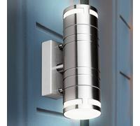 Applique Murale Lampe Extérieur Projecteur IP44 2 à Feux Gris GU10 Inox