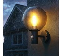 Applique murale avec détecteur de mouvement lampe d'extérieur avec détecteur de mouvement anthracite maison éclairage extérieur acier inoxydable, boule, 1x E27, LxlxH 26,5x25x37 cm