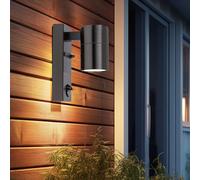 Applique extérieure avec détecteur de mouvement Acier inoxydable Lampe de façade Lampe de terrasse Lampe de jardin couleur acier, 1x GU10, LxHxP 6,8 x 16,3 x 11 cm
