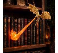 Lampe de Niche pour Étagère en Forme de Dragon, Décoration de Fantaisie avec Dragon Crachant du Feu, Lampe pour Étagère de Livres en Dragon Flottant Vintage LED, Lumière de Nuit LED Chaude, Cadeau