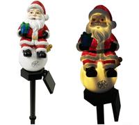Lampe de Noël solaire en résine Père Noël 45 cm | Idéal pour les cours, chemins, terrasses, entrées, décorations de vacances, décoration saisonnière