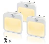 lampe de nuit à 3 LED Prise avec détecteur de mouvement Capteur crépusculaire Lampe de nuit Armoire Blanc chaud