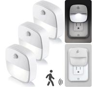 lampe de nuit à 3 LED Prise Avec détecteur de mouvement Lampe de nuit Lampe d'armoire, Couleur de lumière : blanc