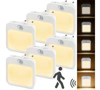 lampe de nuit à 6 LED Prise avec détecteur de mouvement Capteur crépusculaire Lampe de nuit Armoire Blanc chaud