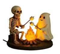 Lampe de nuit à feu de joi-e squelettique et fantôme, 3 D Ghost Campfire Flicching Light, Spooky Halloween Ambience Wight, Light Up Ghosts Lamp, Figurine intérieure Lumière pour Mantel Bureau