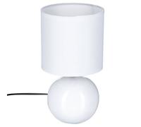 Lampe de nuit blanche Boule, éclairage décoratif avec abat-jour et socle en céramique E14