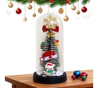 Lampe De Nuit De Noël - Éclairage Décoratif D'Ambiance Festive | Veilleuses De Table Avec Ornements Sous Dôme En Verre,pour la Chambre la Table l'Étagère les Casiers les Bibliothèques et l'Affichage