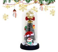 Lampe de Nuit de Noël - Lampe De Décoration De Noël En Verre Transparent - Veilleuses De Table Avec Ornements Sous Dôme En Verre | pour la Chambre la Table l'Étagère les Casiers les Bibliothèques et l