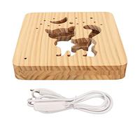 Lampe de Nuit en Bois 3D en Forme de Chat, lumière LED Douce Chaud, Design Creux avec éclairage à 360 degrés, Lampe en Bois alimentée par USB pour la décoration de la Chambre