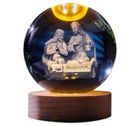 Lampe de nuit en cristal de Pâques, astronaute, planète, globe, système solaire 3D avec base lumineuse LED, lampe d'astronomie, cadeau d'anniversaire (D, A)
