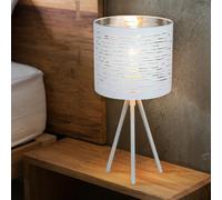 Lampe De Nuit En Métal Chromé Avec Abat-Jour Motif, Lampe De Table À Trois Pieds
