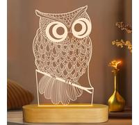 Lampe de Nuit Illusion LED Chouette pour la Décoration de Chambre • Lampe de Table Chouette Lumière Blanche Chaude Douce, Idéale en tant que Cadeau d'Anniversaire ou de Fêtes