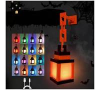 Lampe De Nuit Lanterne Pixélisée 3d - Lampe D’ambiance Led Rechargeable Usb à 16 Couleurs Avec Commande Tactile Et Télécommande - Montage Mural Ou Sur Table, Parfaite Pour Chambre, Salle De J light-b