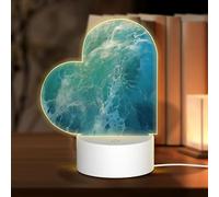 Lampe de nuit LED 3D avec bases en acrylique - Lampe d'amour - Fond océan - Lampe de chevet LED en acrylique - Pour Saint-Valentin, Thanksgiving, anniversaire, cadeaux personnalisés pour femmes