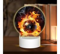 Lampe de nuit LED 3D en acrylique - Lampe d'amour en forme de boule de billard sur le feu - Lampe de chevet LED en acrylique - Lampe de table pour Saint-Valentin, Thanksgiving, anniversaire, cadeaux