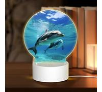 Lampe de nuit LED 3D en acrylique - Lampe d'amour en forme de dauphin marin - Lampe de chevet LED en acrylique - Lampe de table pour la Saint-Valentin, Thanksgiving, un anniversaire - Cadeau