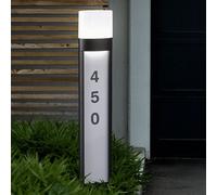 Éclairage de numéro de maison Numéro de maison LED lampe d'extérieur électrique éclairée avec numéro de maison, lampadaire aluminium noir, autocollant inclus, IP54, LxlxH 16x7,5x80 cm, Wofi 12226