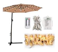 Lampe de parasol de terrasse, lampe LED avec télécommande et 10 attaches de câble étanches à piles pour décoration de jardin