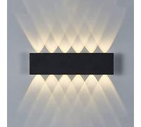 Lampe de patio rectangulaire noire simple et moderne, applique murale d'extérieur étanche IP65, corps de lampe en aluminium moulé sous pression givré, lumière haut et bas utilisée dans l'allée de l'h