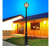 Lampe De Pelouse Créative Européenne Étanche, Lanterne De Cour, Luminaire De Paysage, Luminaire Traditionnel Méditerranéen En Aluminium, Boule En Verre E27, Pour Jardin, Communauté, Noir, 110 Cn