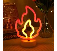 Lampe De Petite Table Néon Led En Forme De Flamme Bicolore, Chambre À Coucher, Salon, Chambre D'enfants Ambiance Lumière, Économie D'énergie, Sécurité, Portable Usb/Alimenté Par Ba[Vei9272808]