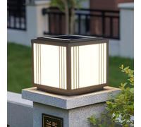 Lampe de pilier de colonne à énergie solaire extérieure, éclairage de borne de porte à LED étanche, éclairage de borne de pont de clôture moderne, lanterne de jetée, éclairage de paysage solaire