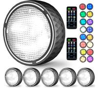 Lampe De Placard 12 Led 6Pcs Lumière Armoire Rgbw Sous Meuble Veilleuse Tactile Et Télécommande 16 Couleurs Lampe Nuit Portable Pour Cuisine Étagère Couloir Et Cabinet [3 Piles Aa]