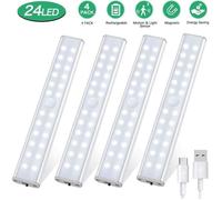Lampe de Placard - 24 LED - 4 Modes d’Éclairage - Détecteur de Mouvement - Rechargeable USB