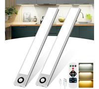 Lampe De Placard Led Avec Télécommande, 72 D'Éclairage D'Armoire Avec Détecteur De Mouvement, 2200Mah Usb-C Rechargeable, 3000K/4000K/6000K Dimmable, Barre Led 30Cm Pour Penderie, Escalier, 2Pcs